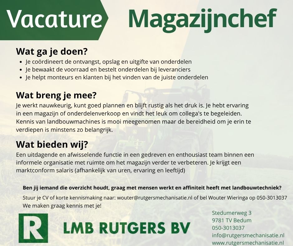 vacature magazijnchef lmb rutgers bedum
